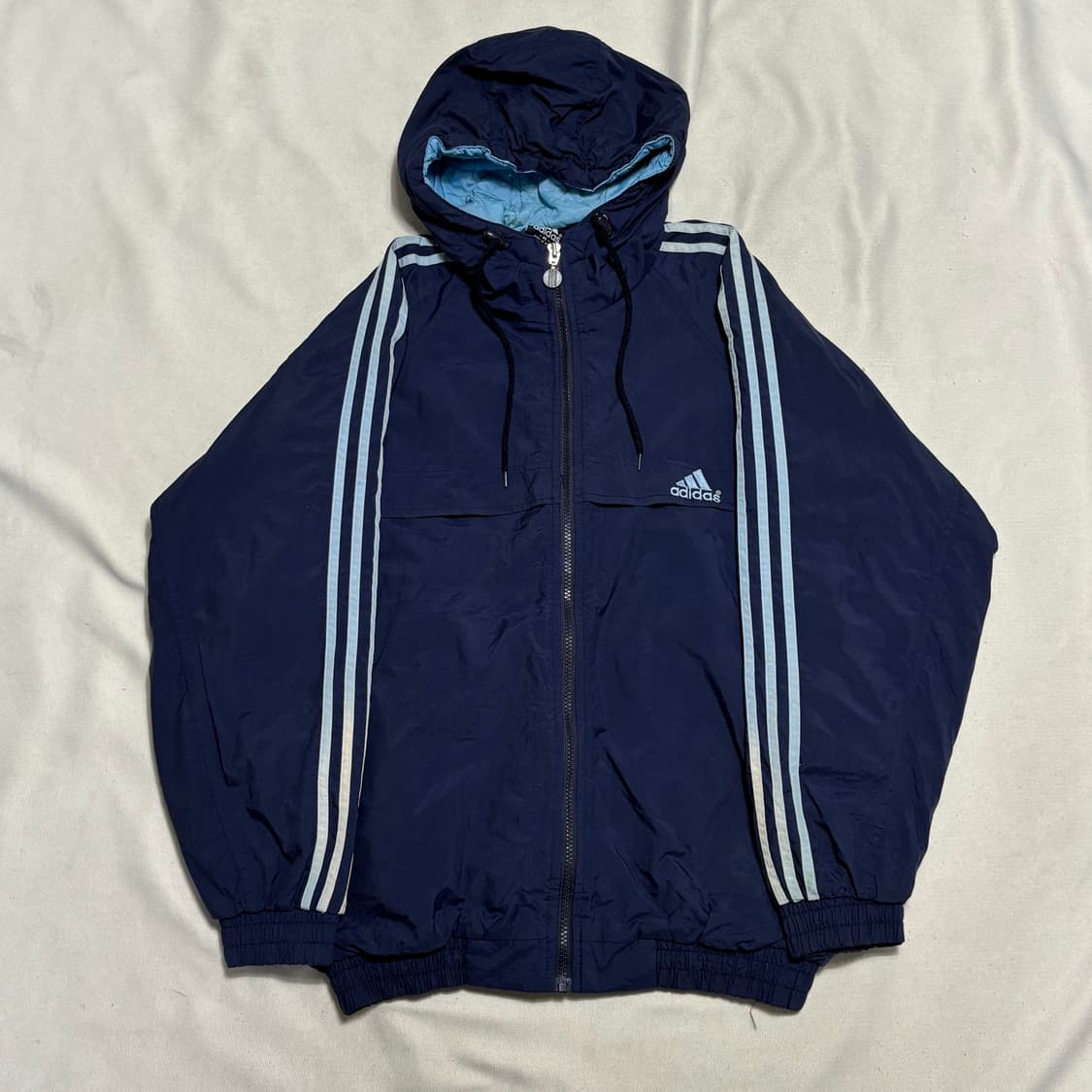 95 아디다스 스카이블루 삼선 나일론 바람막이 상품이미지2