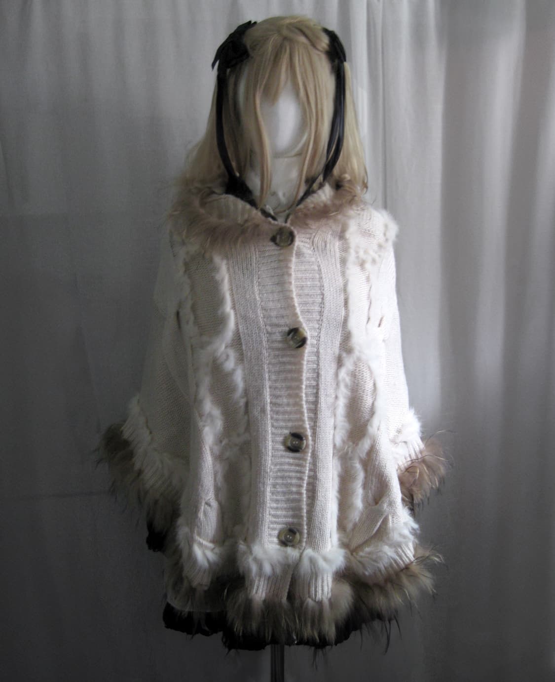 Vintage 퍼 니트 케이프 상품이미지1