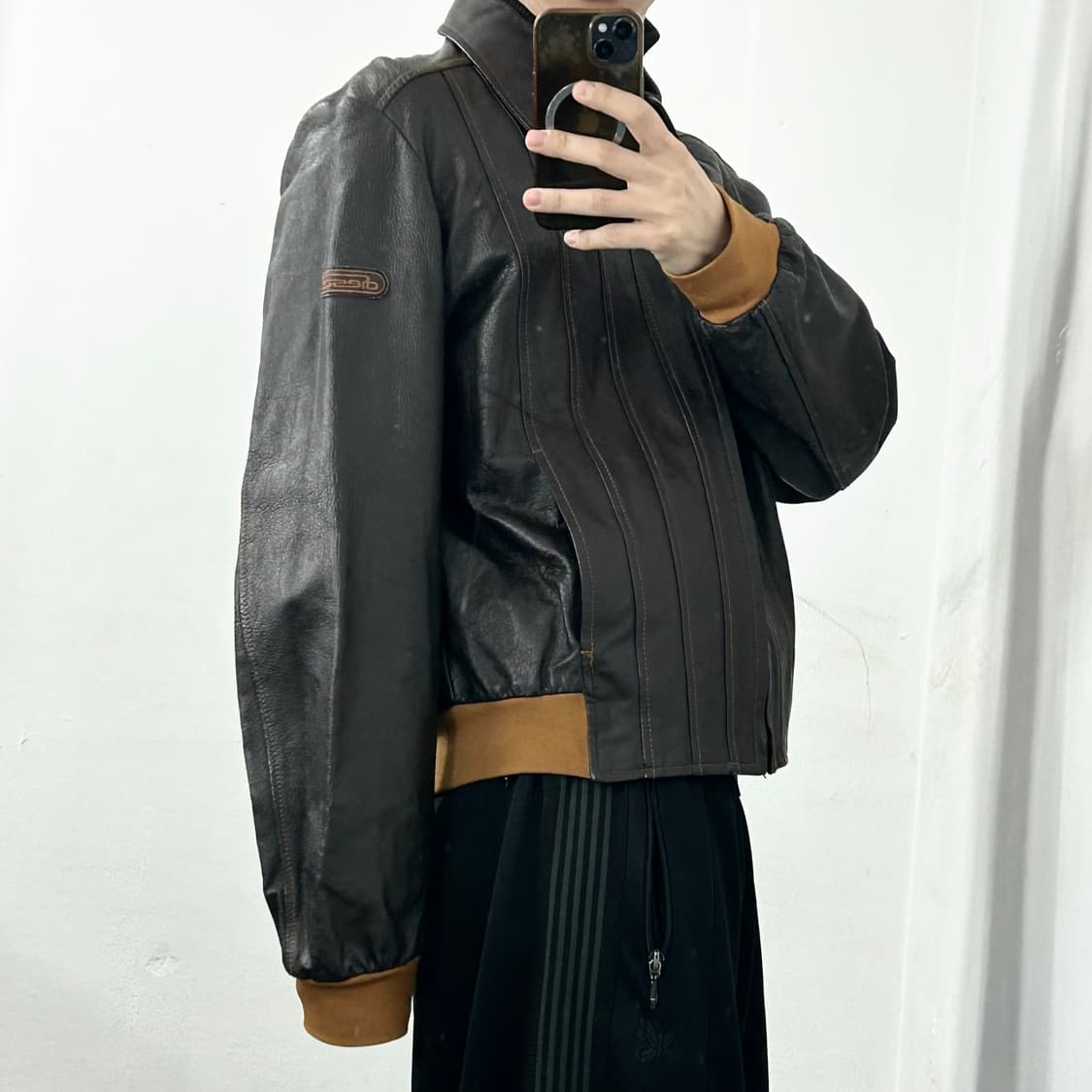 디젤 카우하이드 플리츠 자켓 상품이미지4