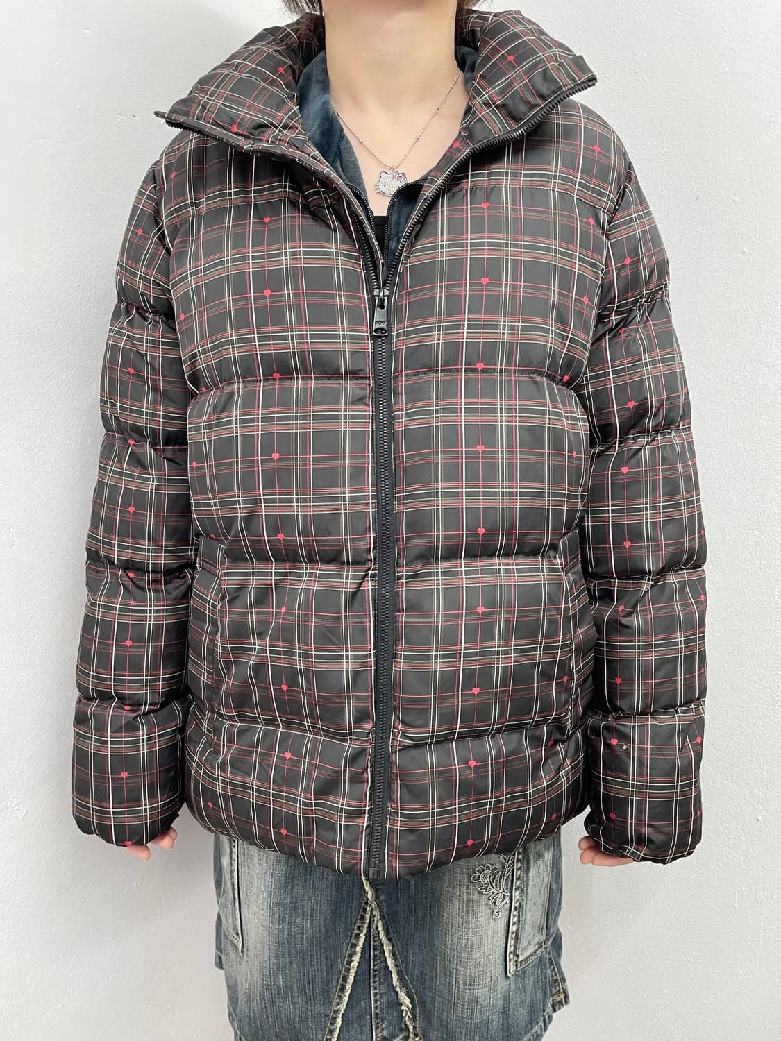 포니 하트 체크 패딩❤️ 상품이미지4