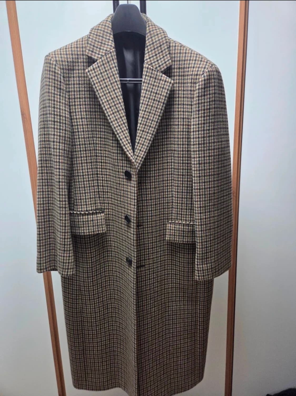 무신사스탠다드 건 클럽 체크 대디 숄더 싱글 롱 코트 M사이즈 상품이미지1