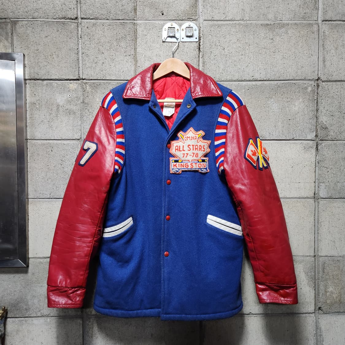 90s 캐나다 카우레더 울 바시티 자켓 L 상품이미지1