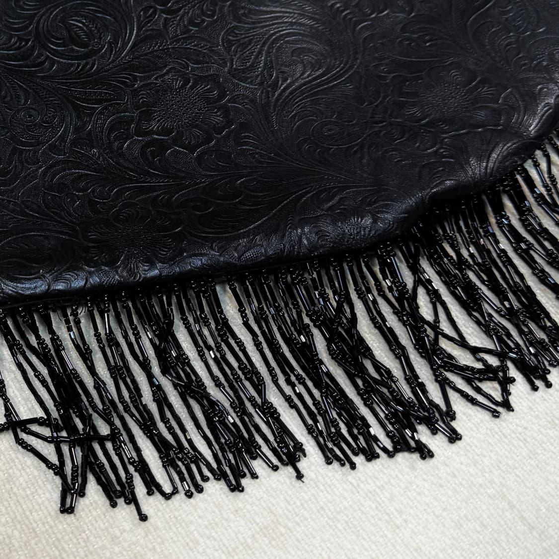 Beaded fringe Black Tote Bag 상품이미지4
