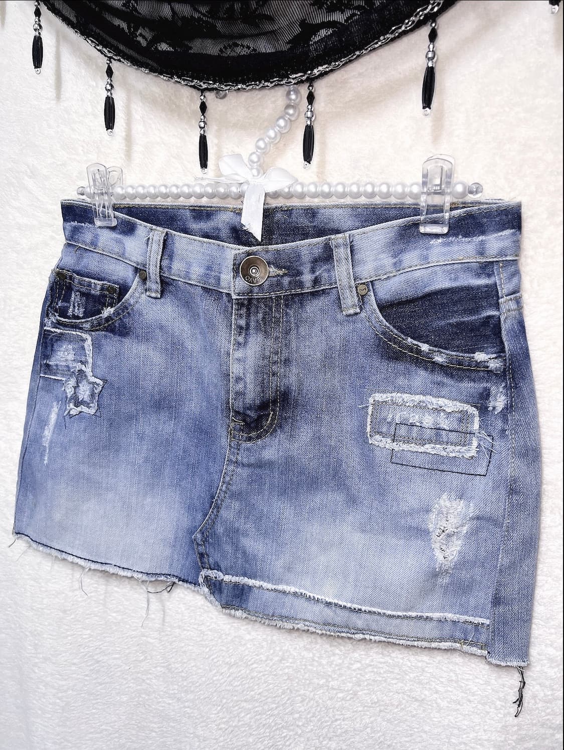 오네갸루 y2k 와투케 그런지 00 펑크 핀터 데님 미니스커트 청치마 상품이미지1
