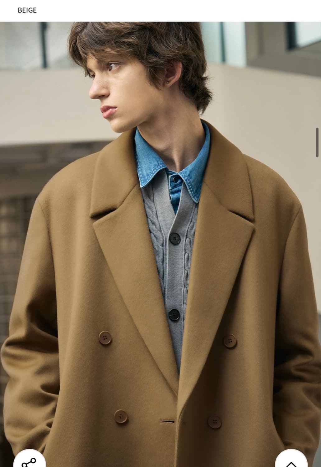 (새상품)(L) 드로우핏 프리미어 퓨어 캐시미어 로브 더블 코트  판매 상품이미지3