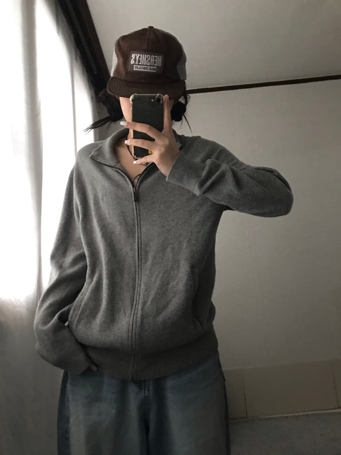 폴로 그레이 메리노울 니트집업 상품이미지2