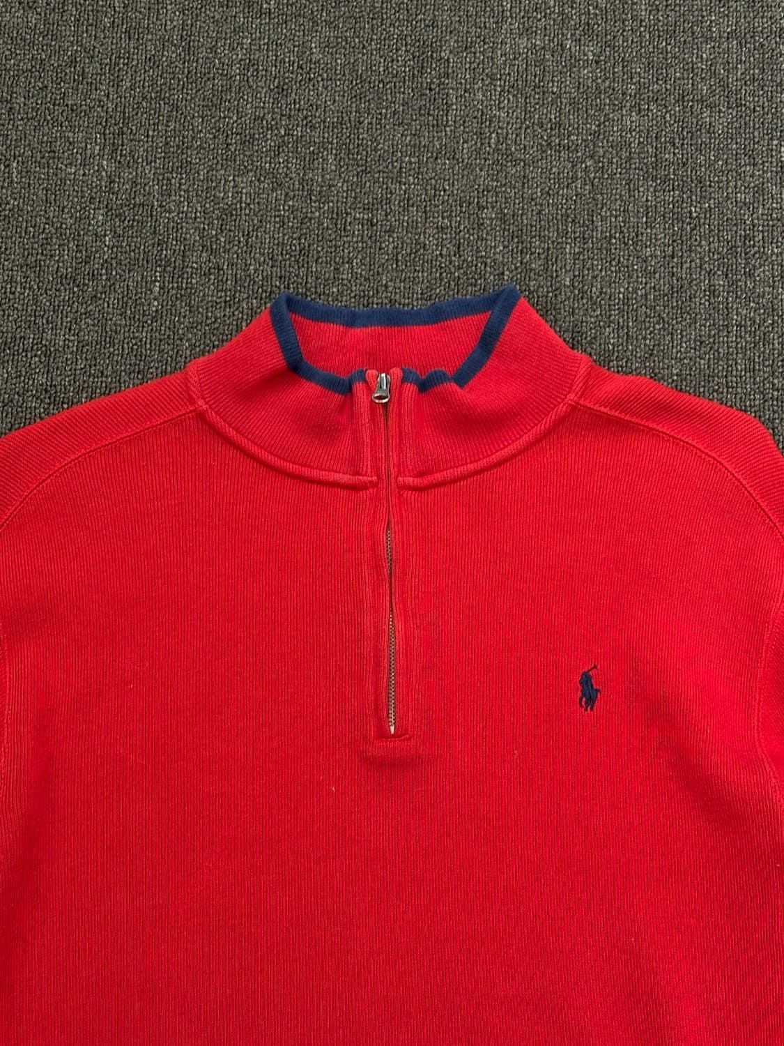 OS)폴로 랄프로렌 빈티지 배색 하프집 니트 상품이미지2