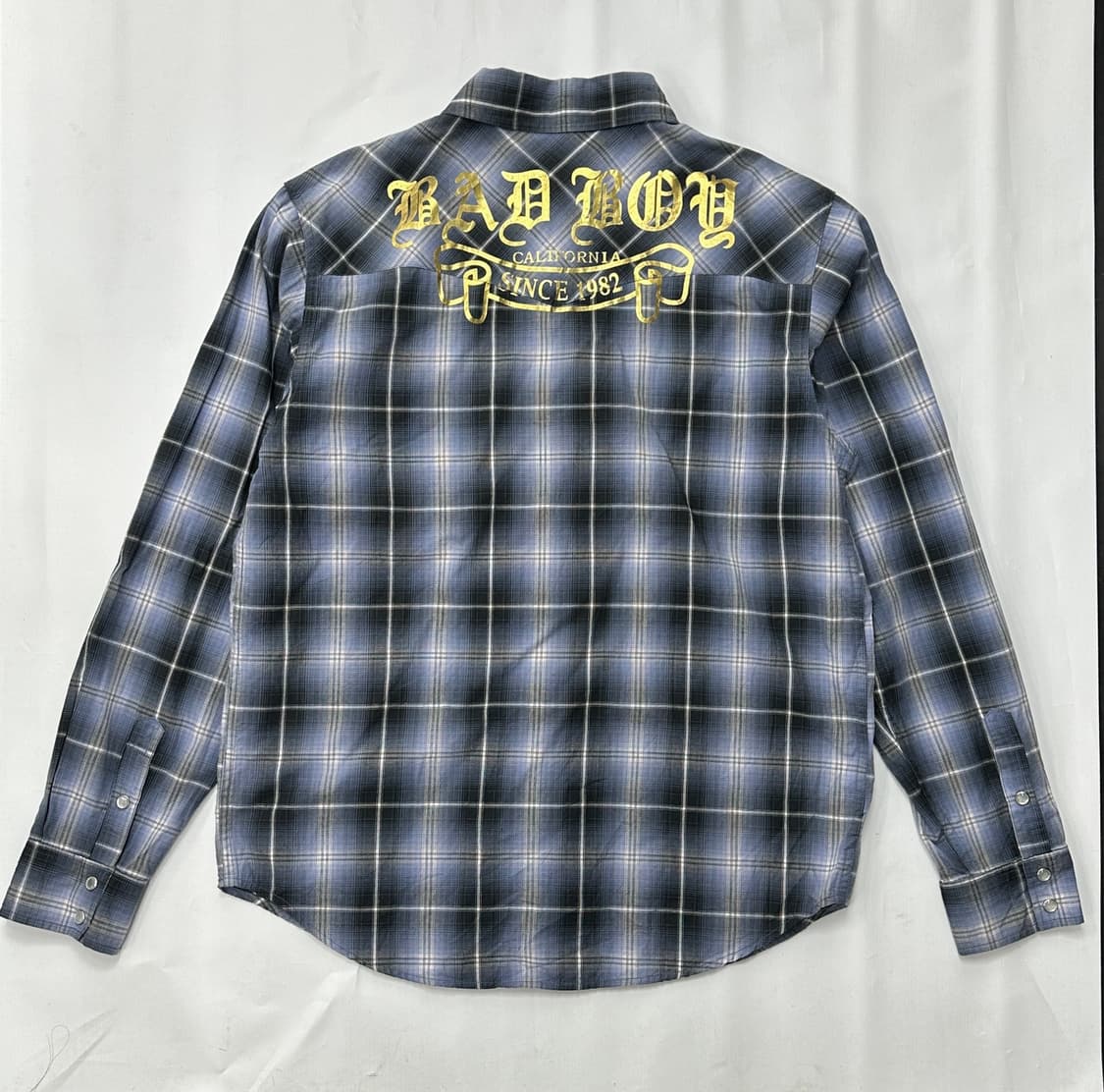 BAD BOY 금박 레터링 체크 셔츠 스트릿 펑크 보헤미안 일본 빈티지 상품이미지3