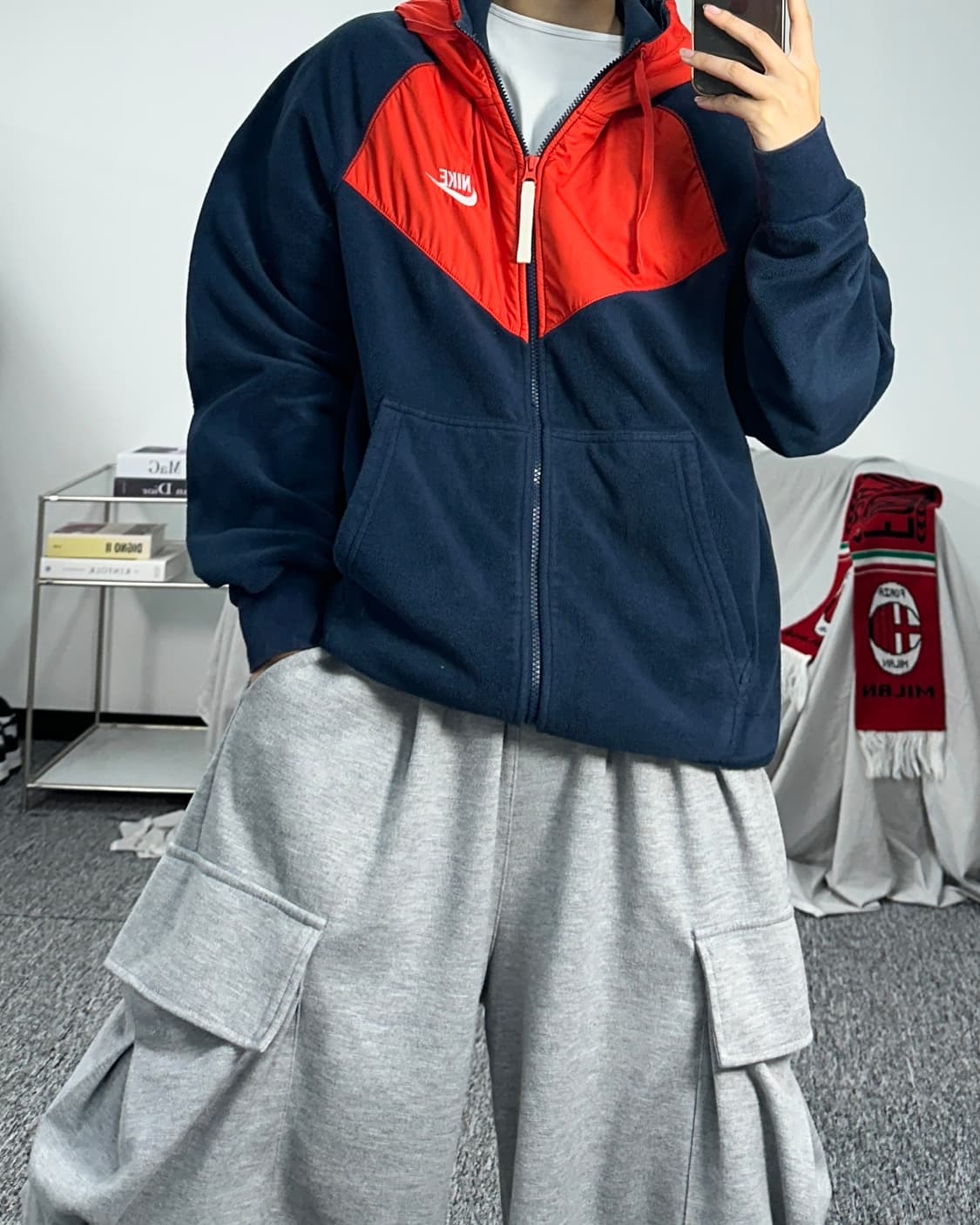 나이키 네이비 레드 플리스 자켓 XL 상품이미지3