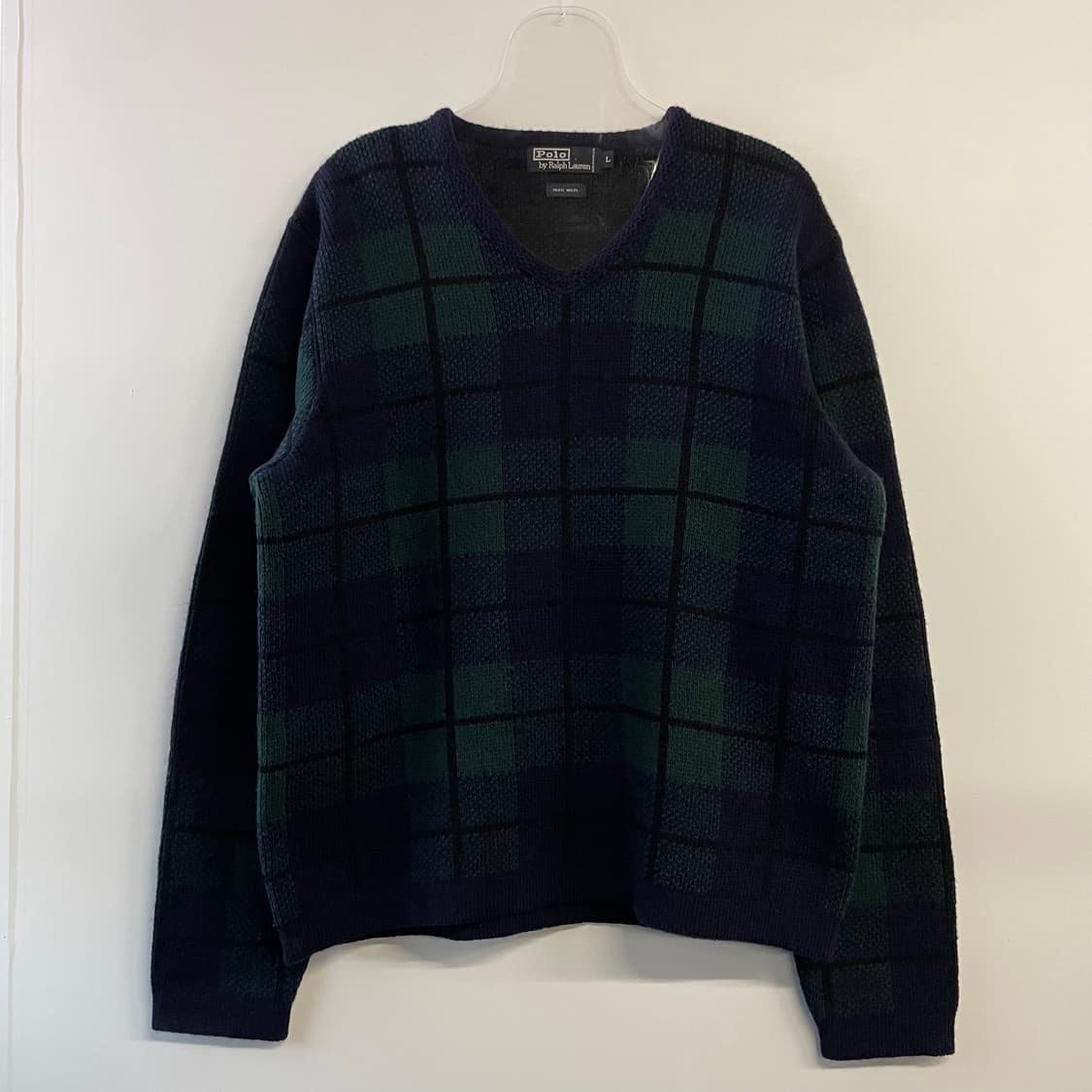 90s 폴로 랄프로렌 체크패턴 울 니트 상품이미지1