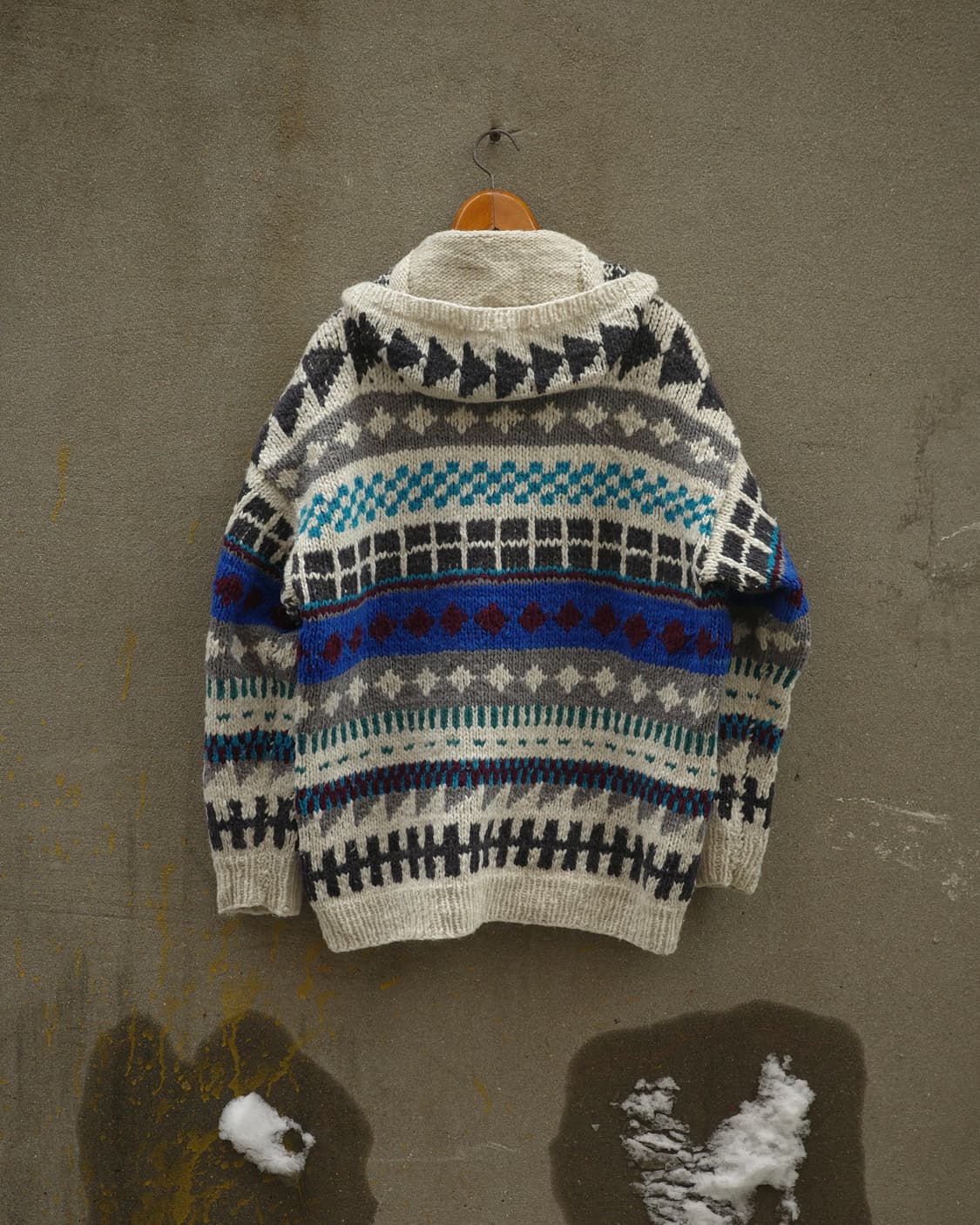 80-90‘s 빈티지 노르딕 패턴 후드 니트 상품이미지4