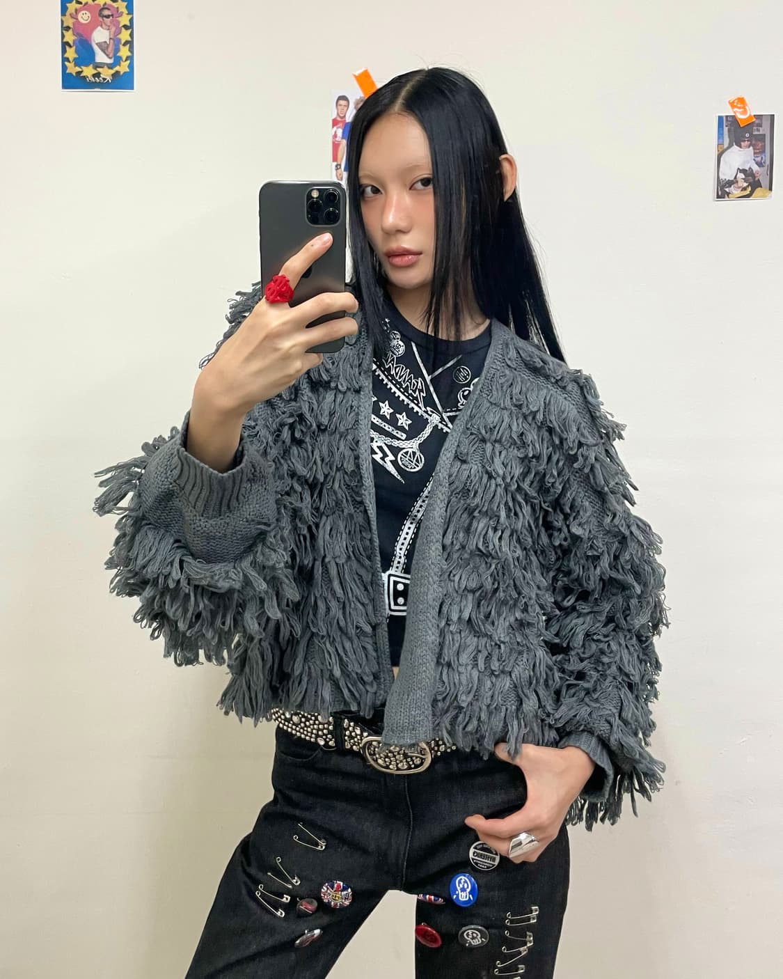  rope gray cropped cardigan 상품이미지1