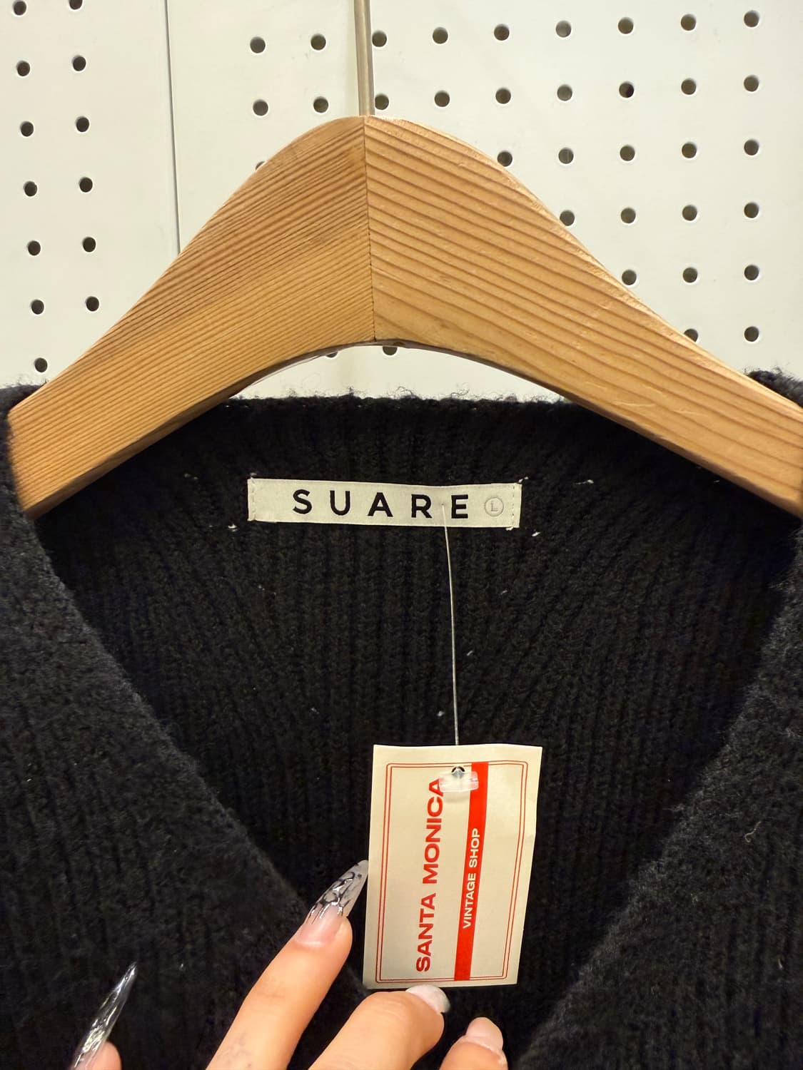 수아레 블랙 로우게이지 미니멀 니트 집업 U988 상품이미지5