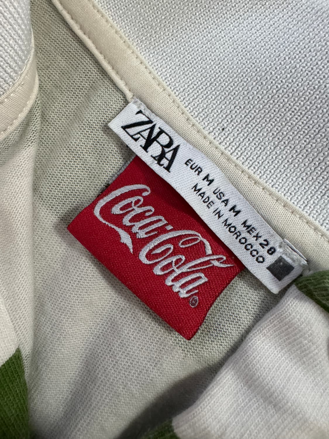 자라 X 코카콜라 스트라이프 럭비 반팔 카라티 L 그린 상품이미지3