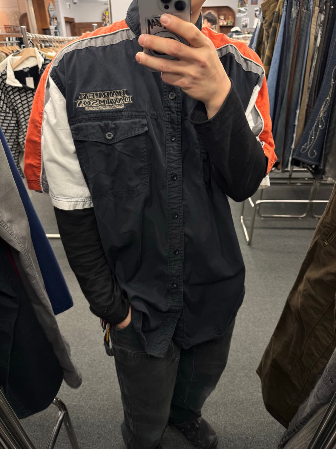 3XL)할리데이비슨 빈티지 엠브로더리 반팔 셔츠 상품이미지1