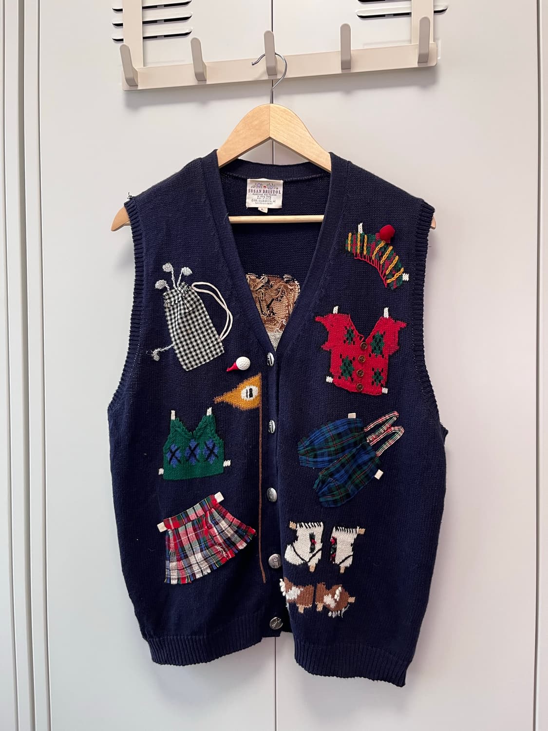(Rare) Susan bristol 핸드메이드 자수 패치 니트 조끼 상품이미지8