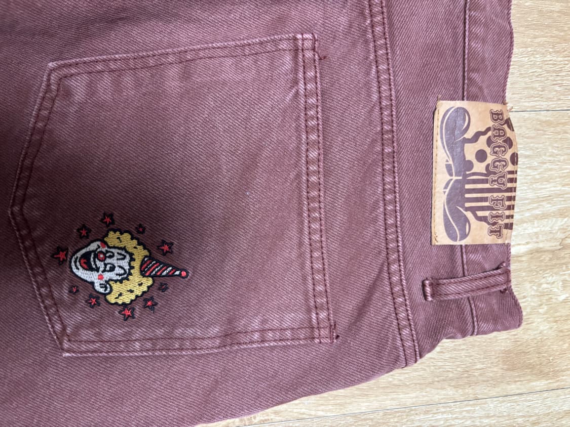 위캔더스 버건디 배기핏 데님 상품이미지3