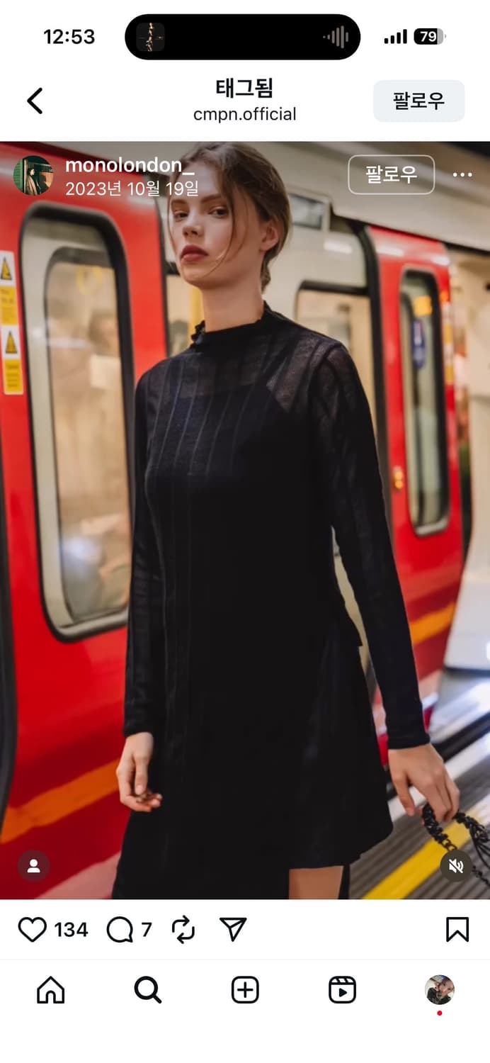 케임어폰 하프 터틀넥 롱 니트 블랙(새제품) 상품이미지2