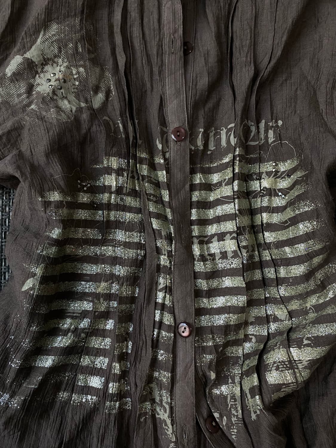 00’s Glitter Skull Punk Print Long 펑크 상품이미지2