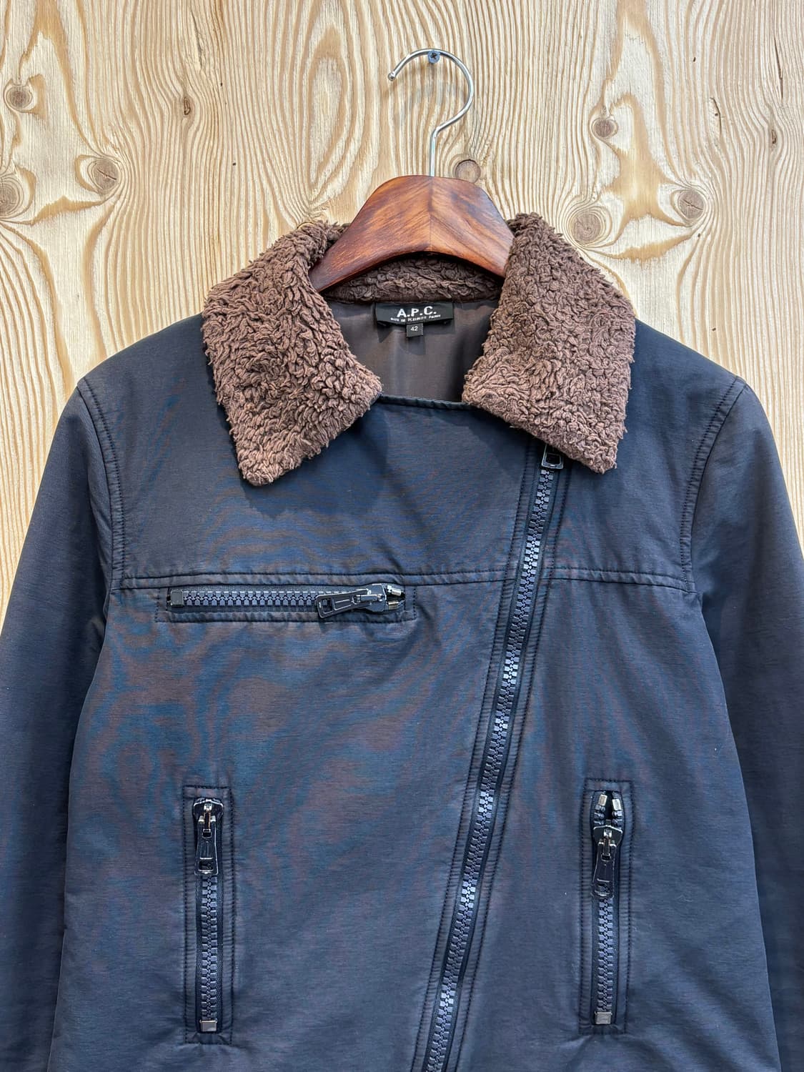 아페쎄 사선 집업 바이커 자켓 상품이미지2