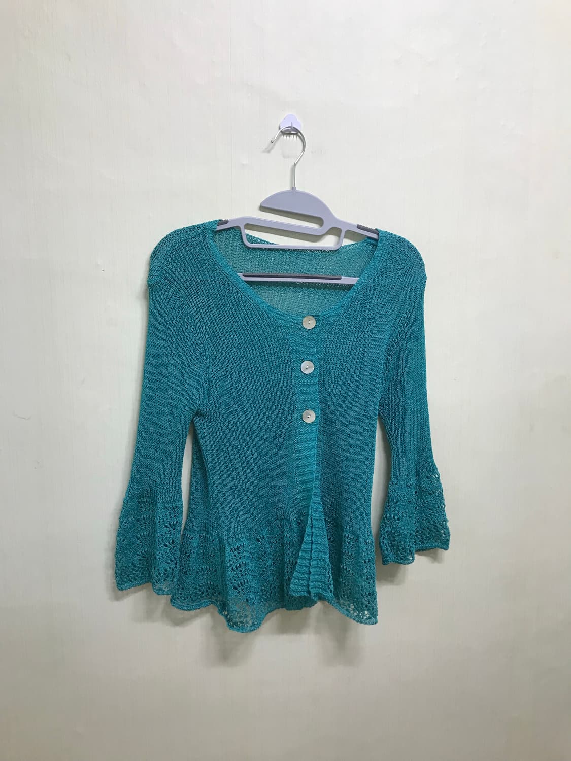 aqua blue punching knit cardigan 상품이미지2