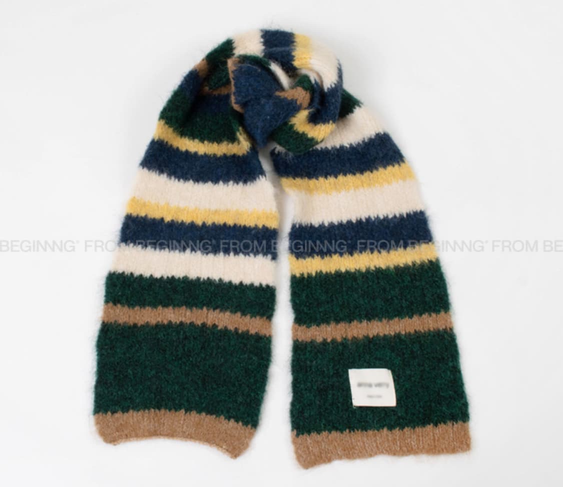 프롬비기닝 배색 니트 머플러 그린 상품이미지7