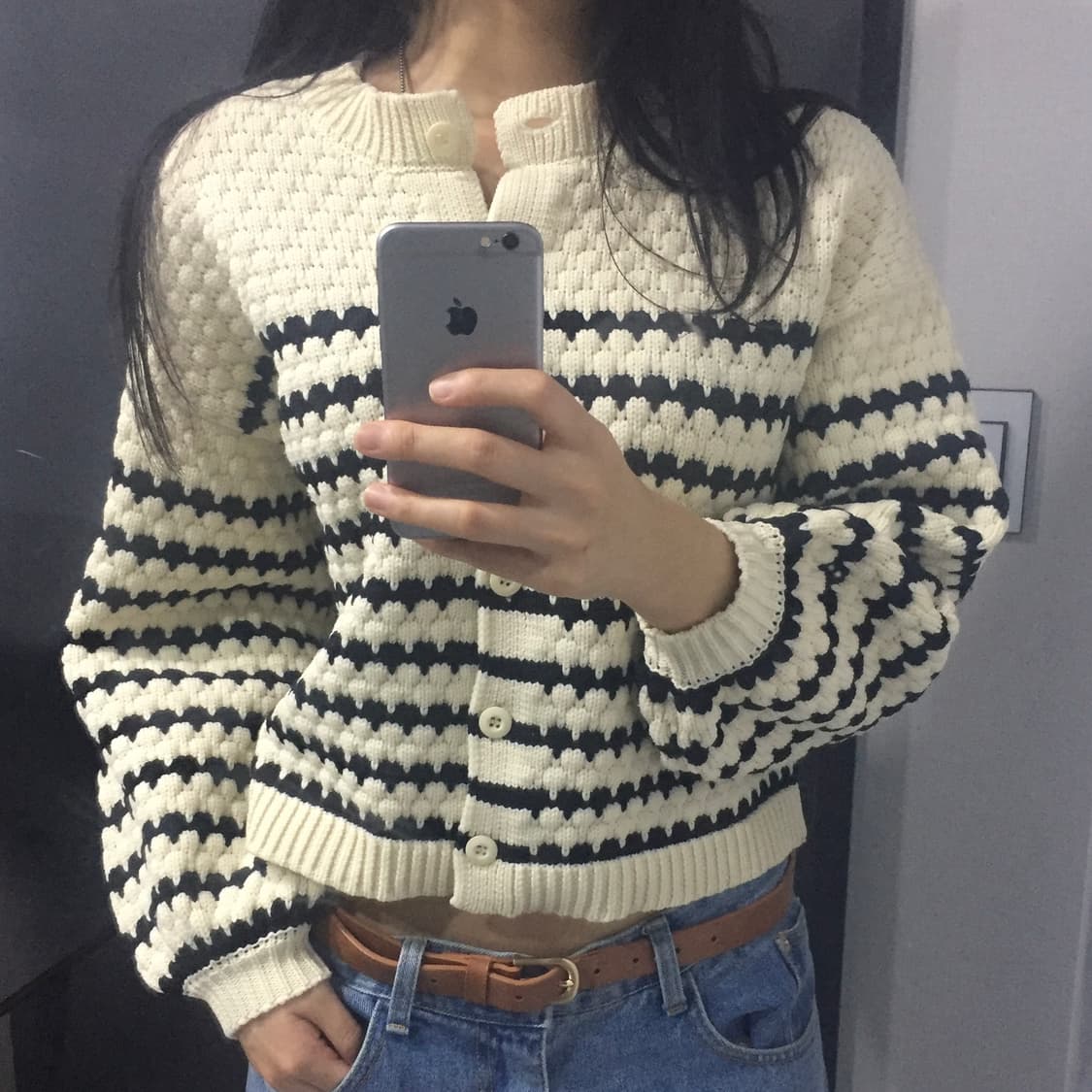 JPN 모리걸 단가라 아방핏 숏가디건 상품이미지3