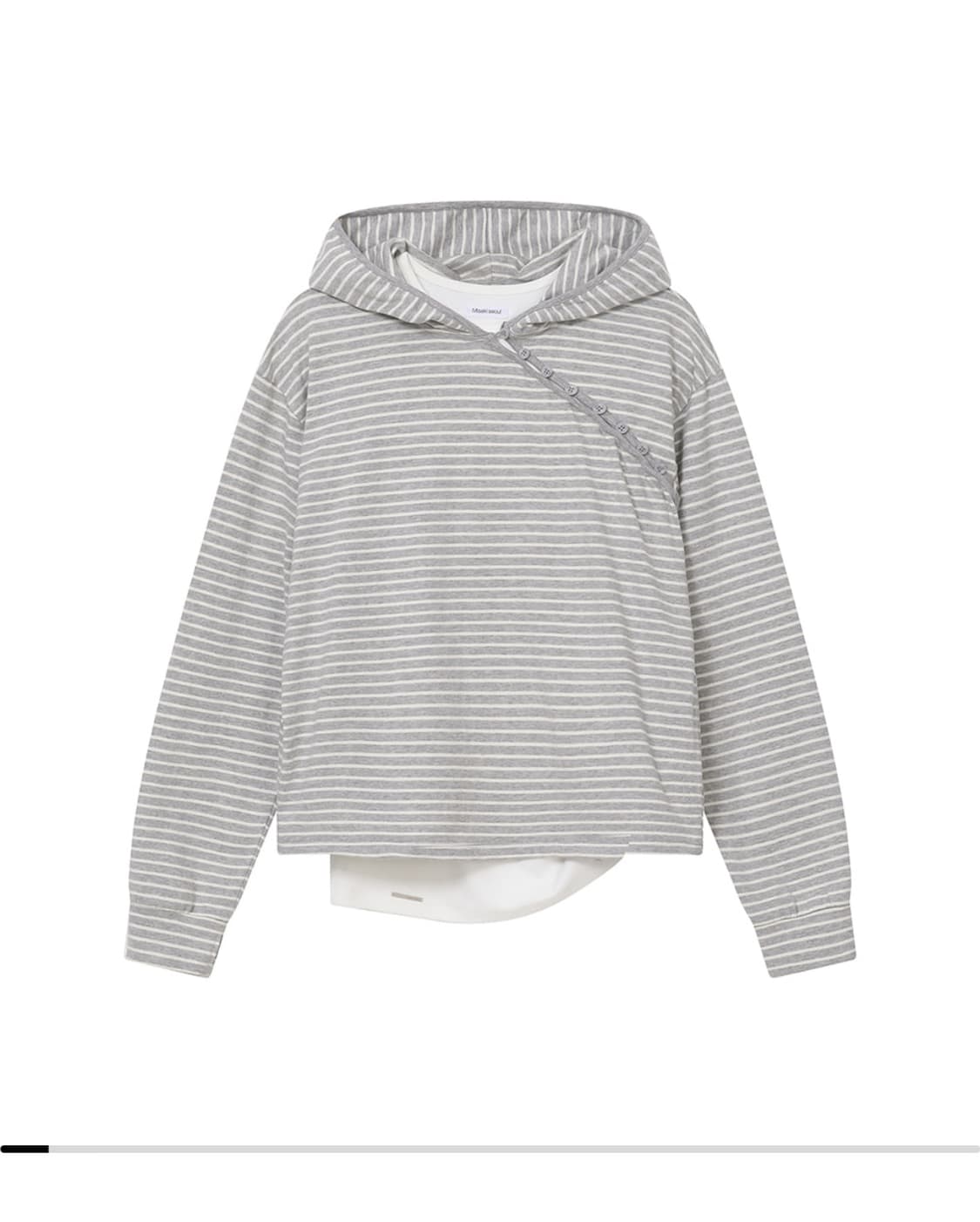 Diagonal button Layered hoodie GREY 상품이미지2