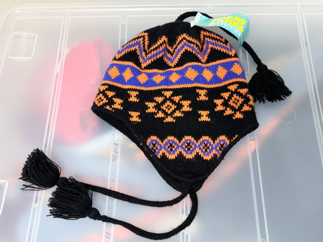 노르딕 패턴 아크릴 이어머프 비니 미사용 미국산 상품이미지1