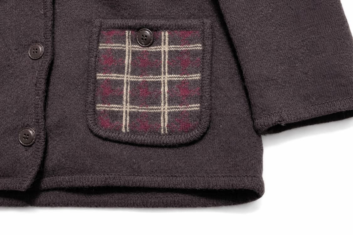 JPN 00s 일본 빈티지 y2k 모리걸 체크카라포켓 브라운 울 자켓 L 상품이미지5