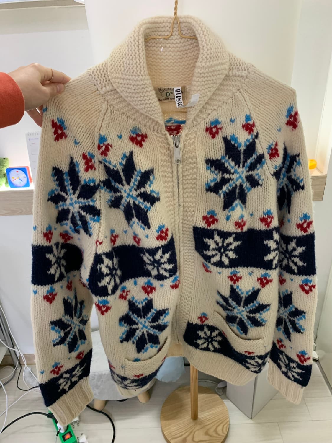 빈티지 코위찬 니트 집업 울100 상품이미지1