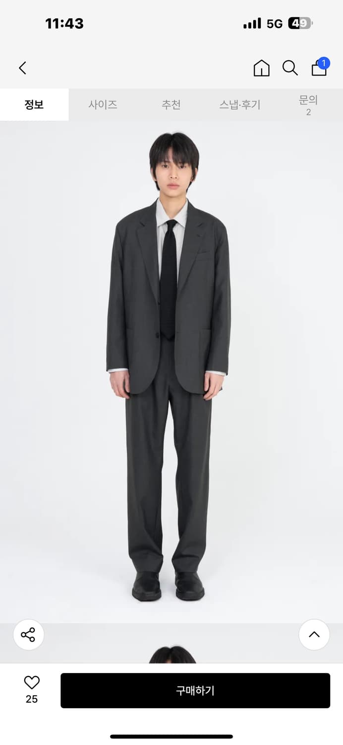 (새상품)브라운야드 25ss 울 스포츠 코트(차콜) 5사이즈 판매 상품이미지1