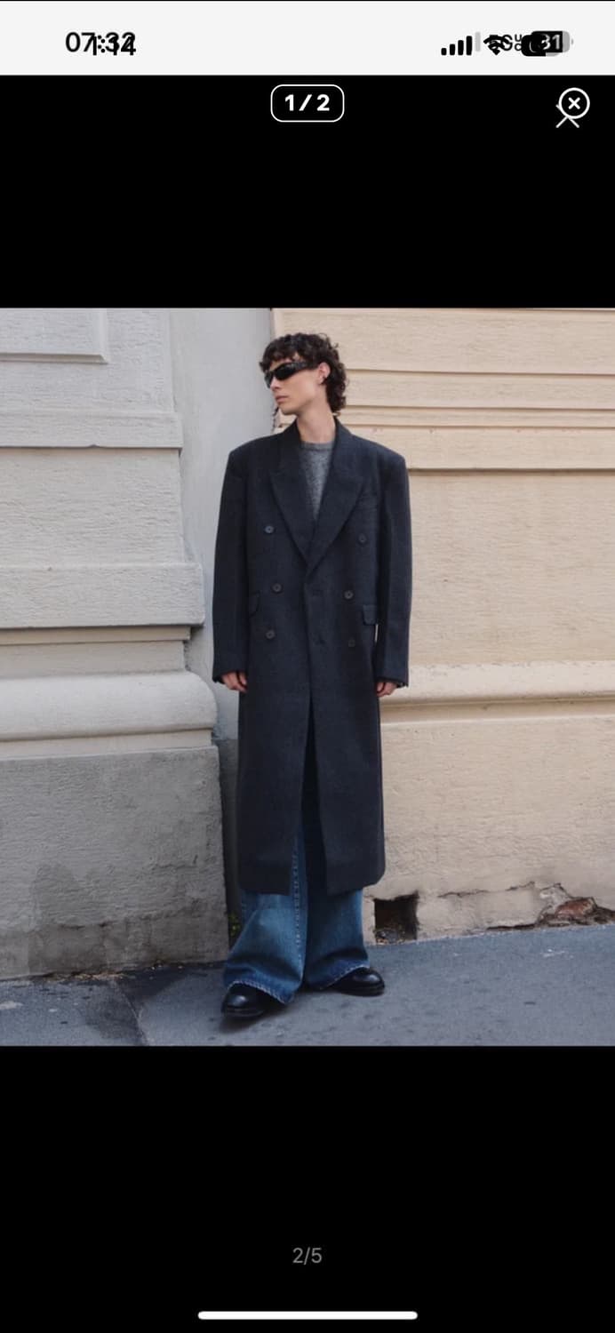 구매) 엘무드 발렌티누스 그레이 스트라이프 코트 44 상품이미지1