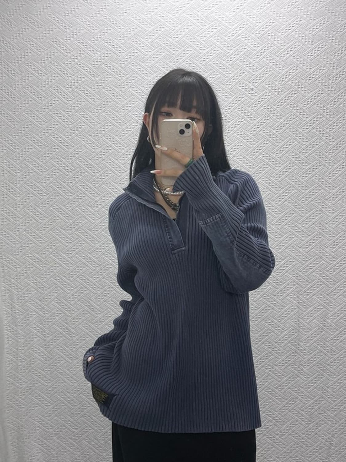 폴로 랄프로렌 빈티지 폭닥 하이넥 반집업 니트 M C09391 상품이미지2