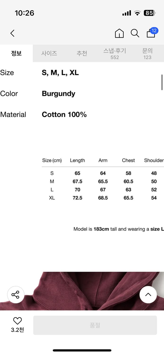 디스이즈네버댓 버건디 후드티 M (기모 있음) 상품이미지6