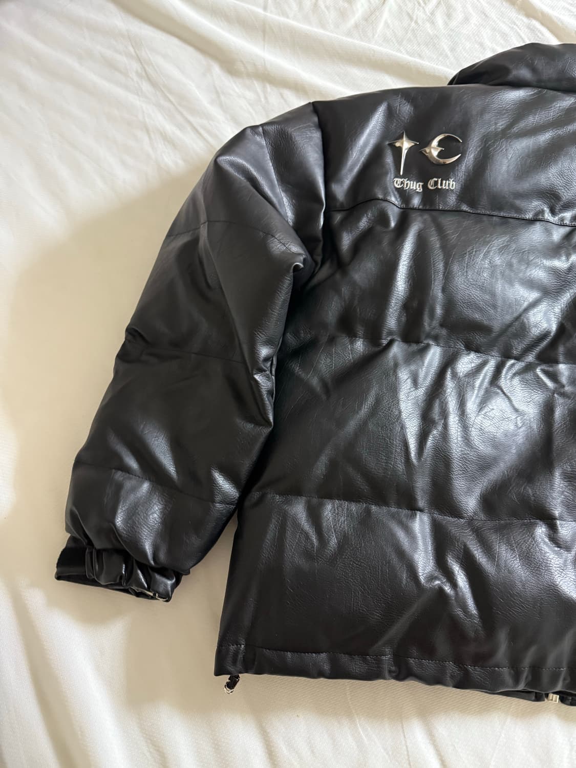 떠그클럽 레더 퍼퍼 자켓 블랙 3사이즈 S급 상품이미지3
