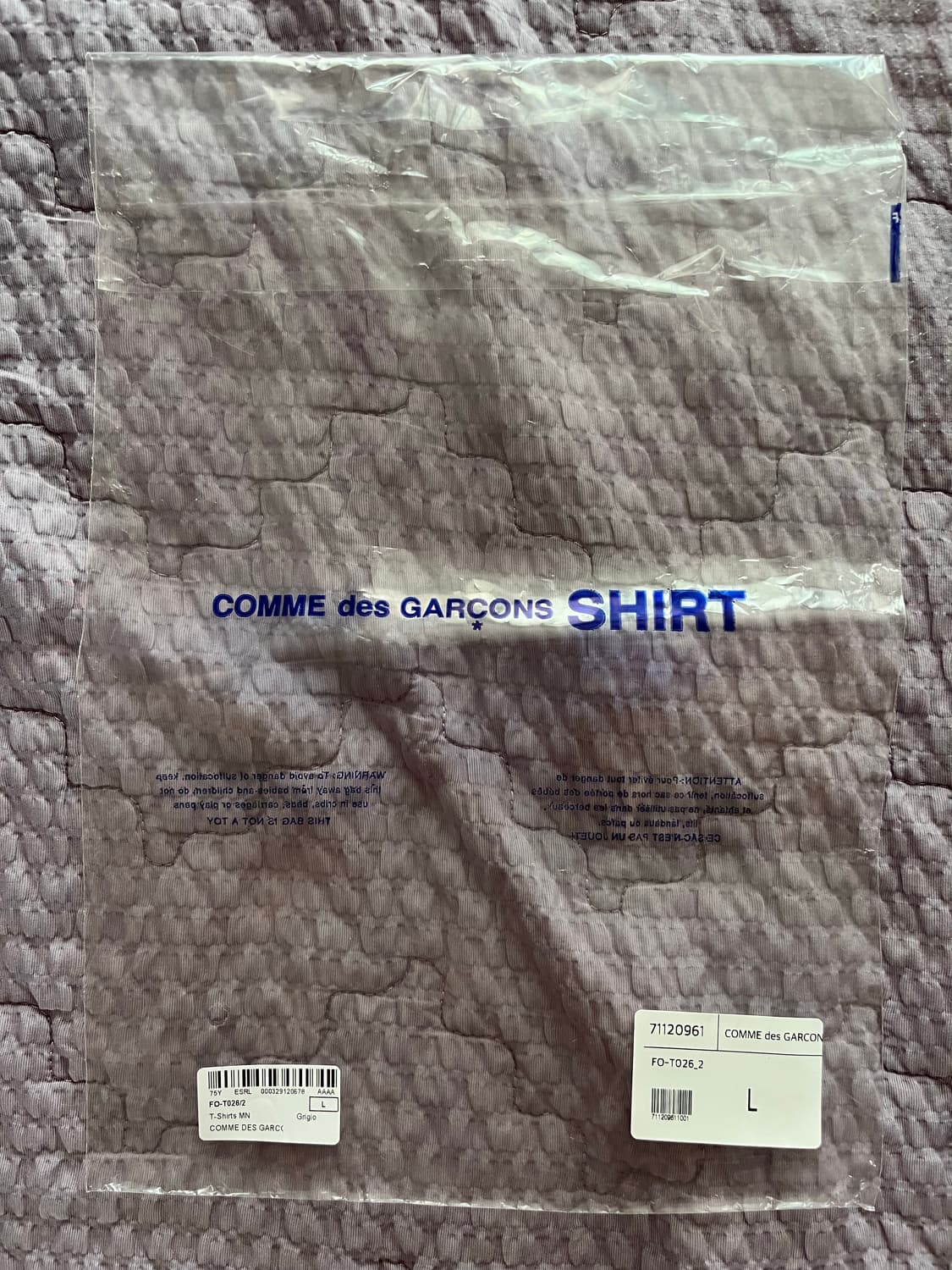 [L]25ss 꼼데가르송셔츠 반팔 티셔츠 그레이 새상품 상품이미지3
