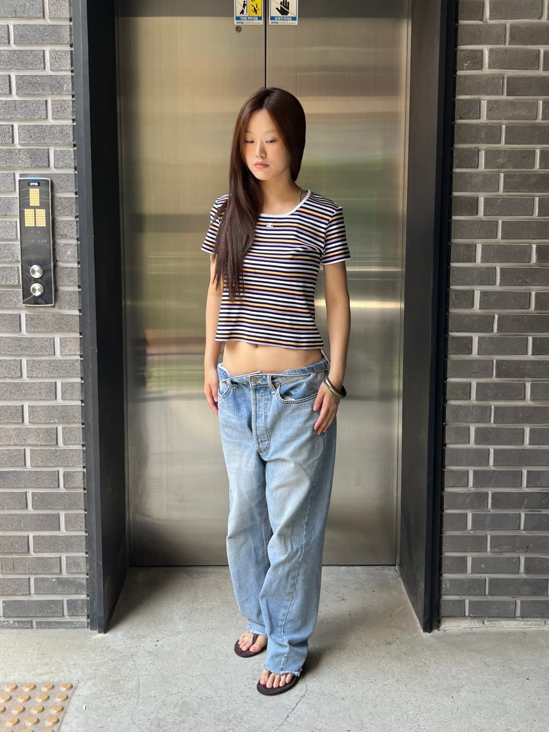 00s Courreges 꾸레쥬 로고 스트라이프 탑 상품이미지8