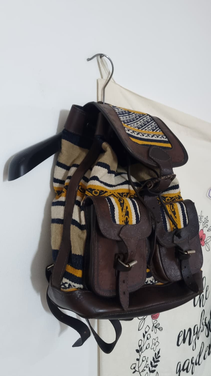 빈티지 에스닉 패턴 통가죽 백팩 상품이미지5