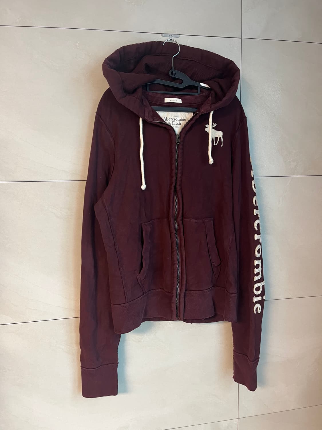 아베크롬비 화이트 순록 대장 후드집업 버건디 [M] 상품이미지2