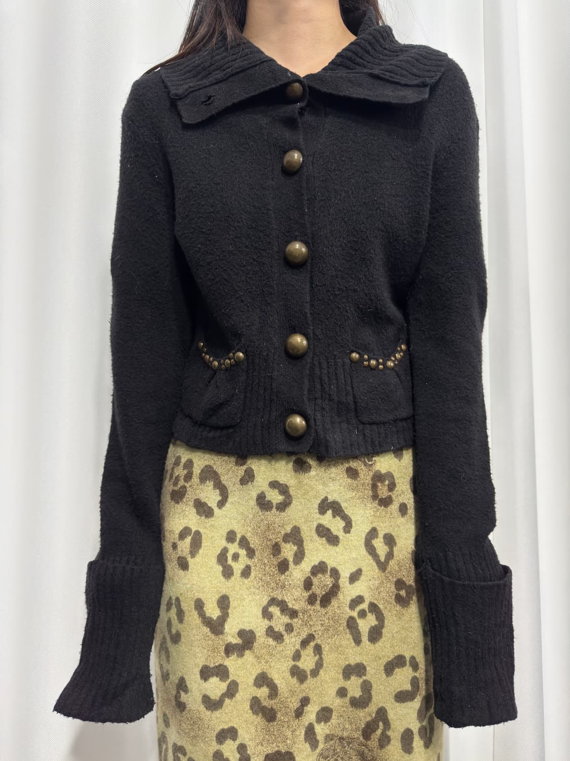 evex by krizia leopard knit skirt 상품이미지3