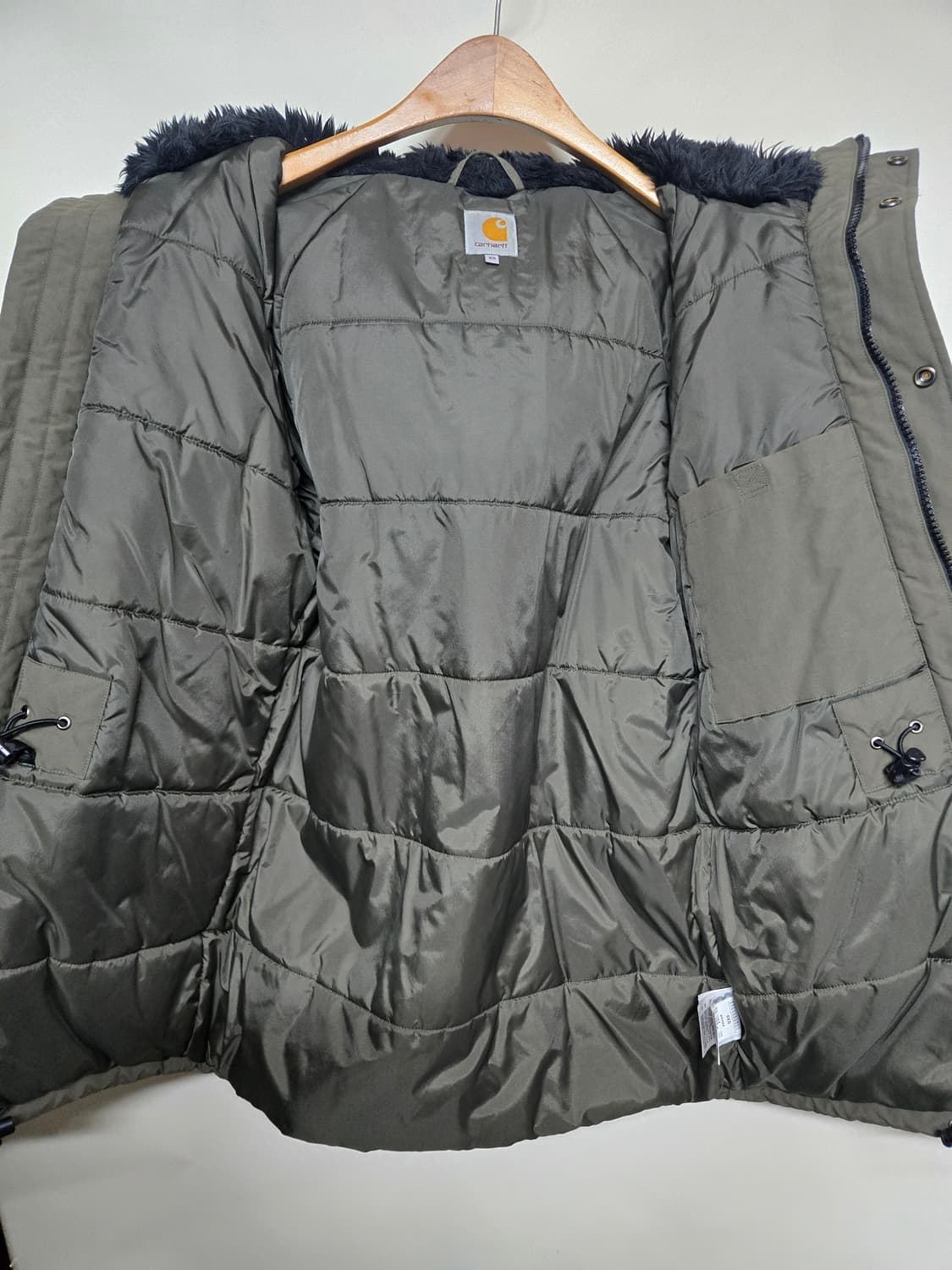 Carhartt 칼하트 카키 야상 자켓 XS 모자 퍼X 상품이미지3