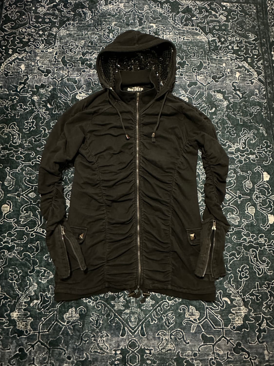 Vkei punk rock shirring hood zip up 상품이미지1