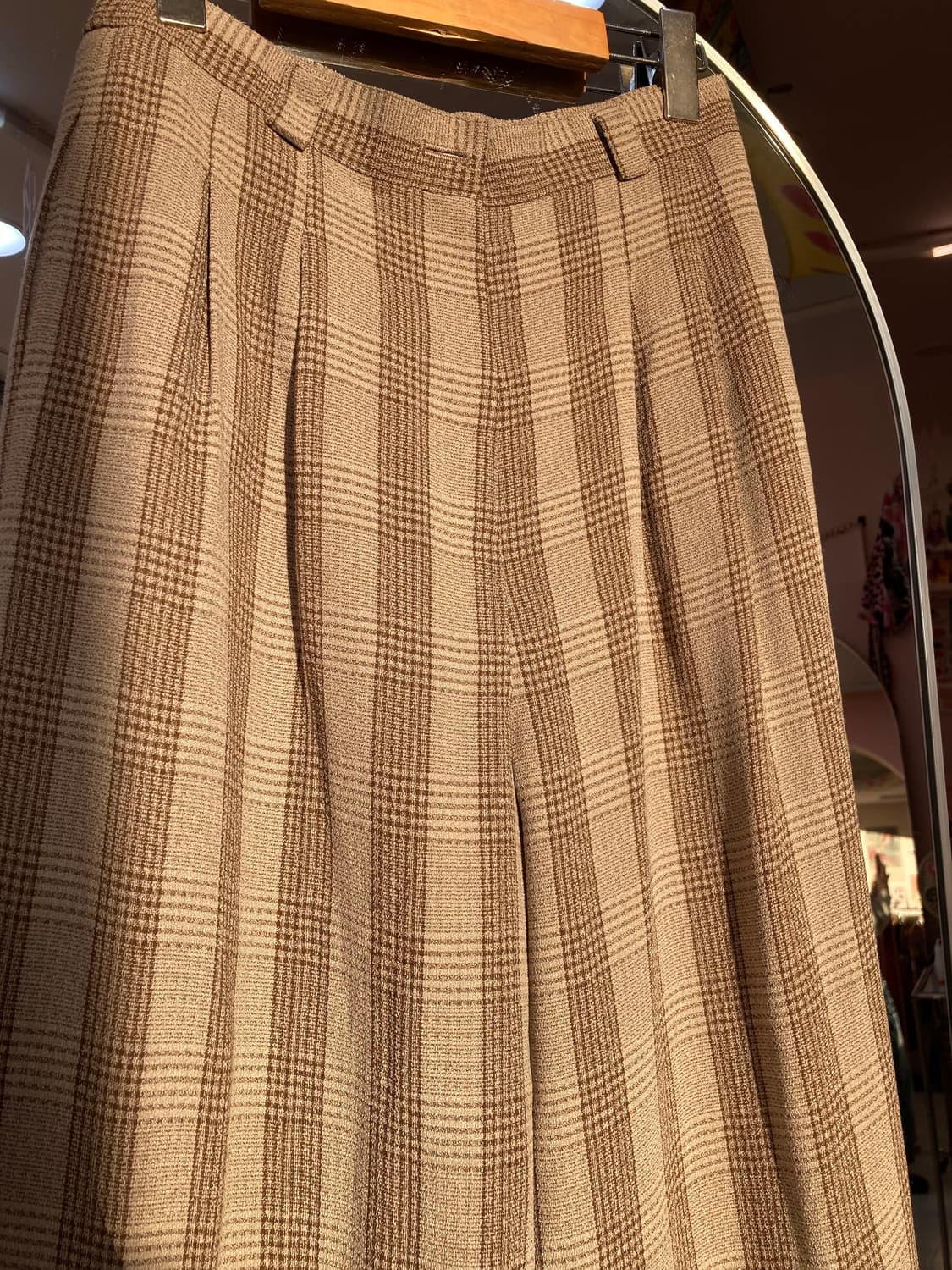 빈티지 베이지 체크 팬츠 상품이미지2