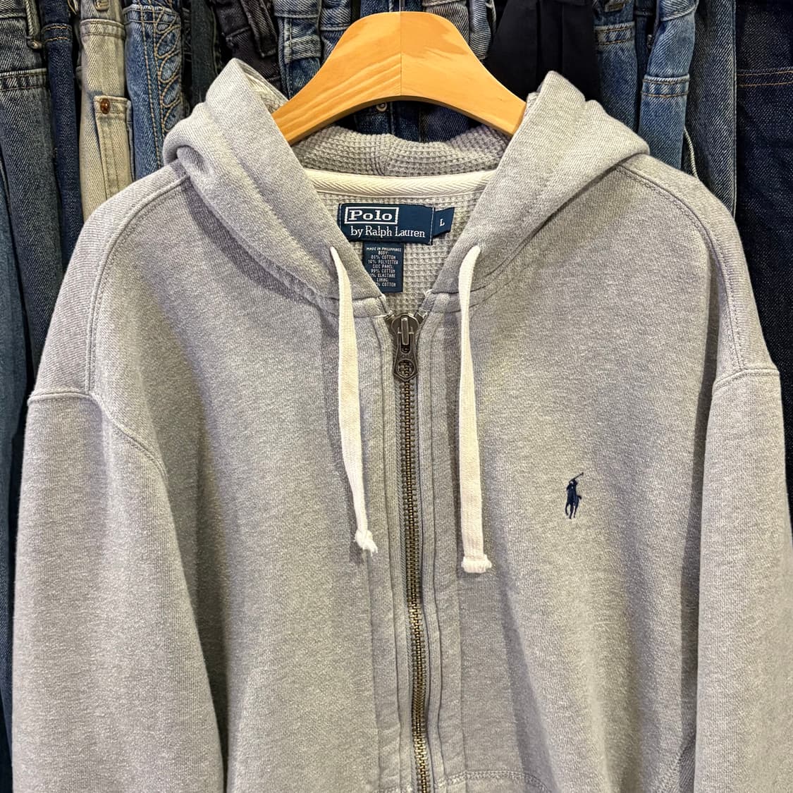 폴로 랄프로렌 투웨이 와플 그레이 후드집업 상품이미지4