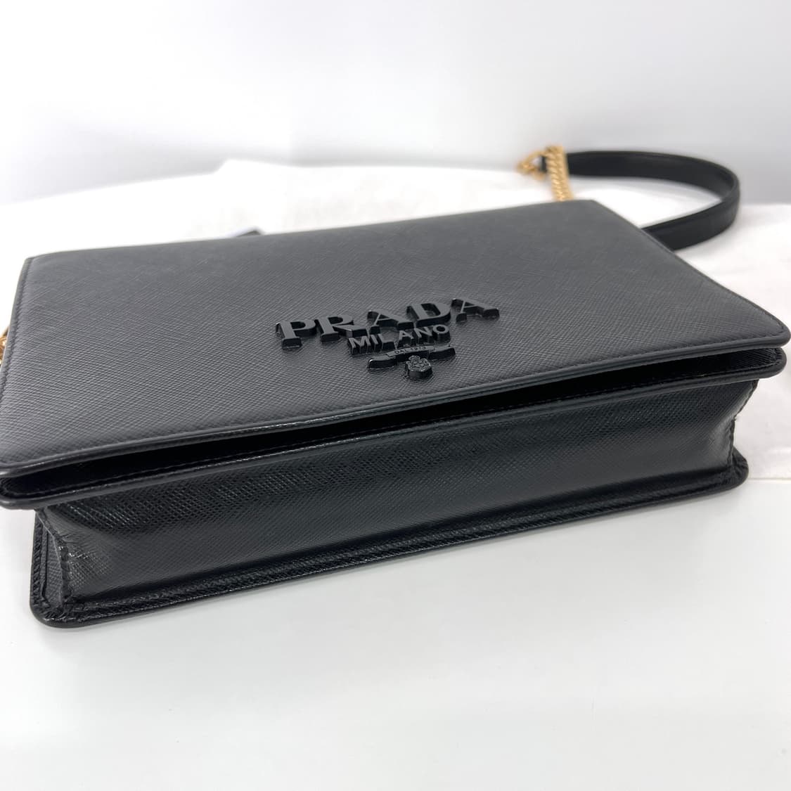 프라다 사피아노 블랙로고 체인 크로스백 블랙 (1BP018) 상품이미지7