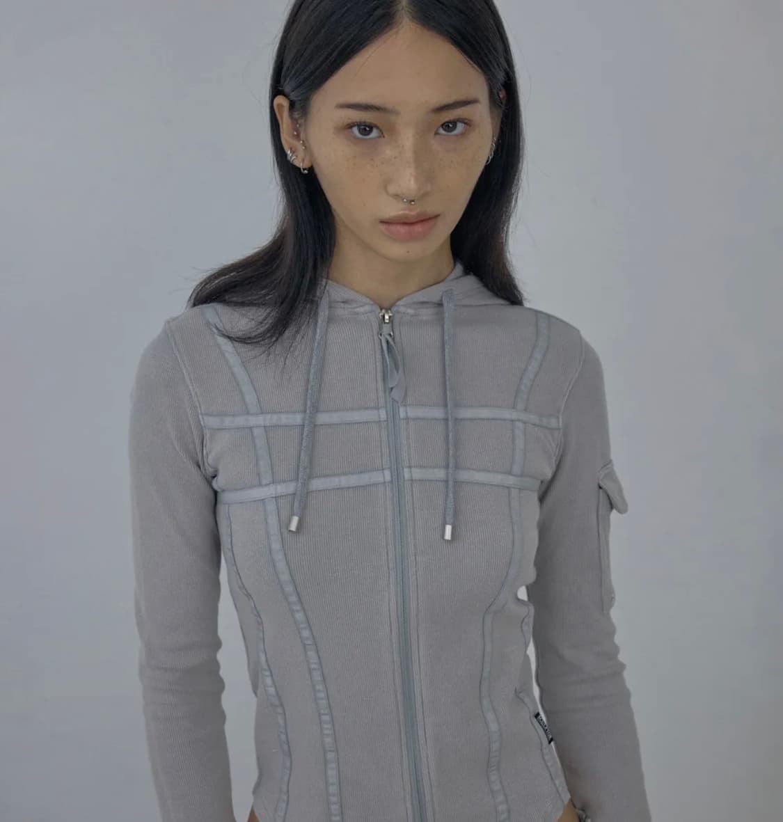 스컬프터 워시드 본디지 후드집업 그레이 상품이미지3