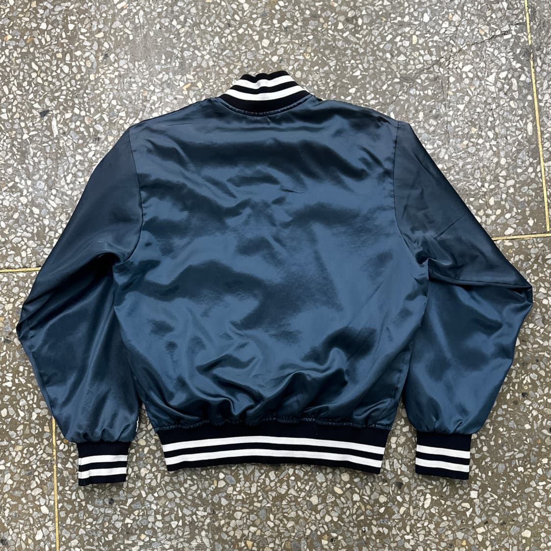 70s USA 펠코 양키즈 사틴 베이스볼 자켓 L 상품이미지2