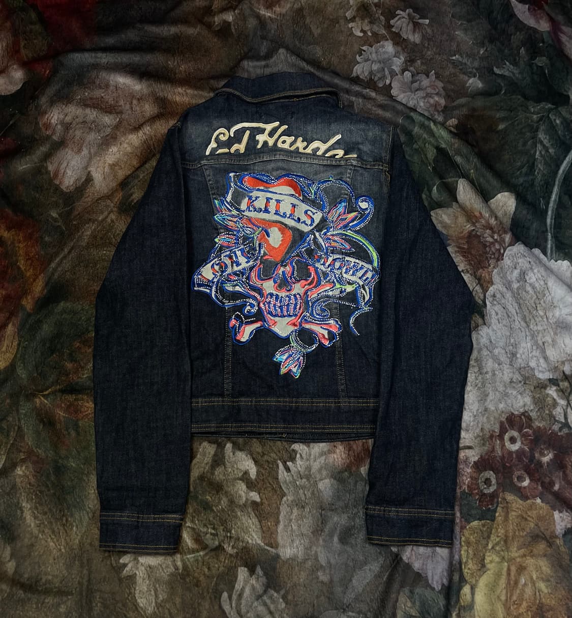 일본 빈티지 GdHondy 자수 백로고 워싱데님자켓 M 상품이미지3