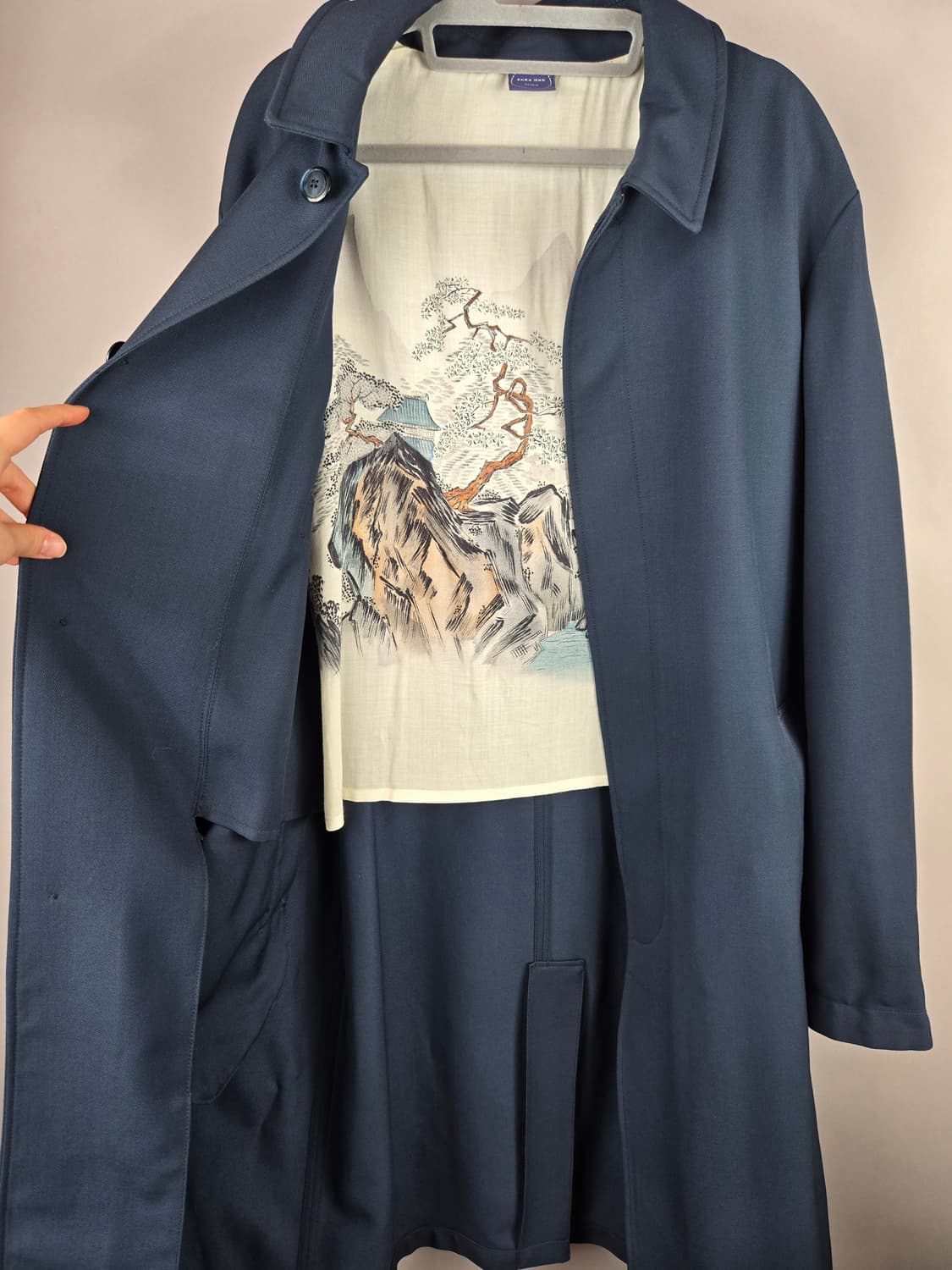 [무료배송]자라 L 남성 롱 트렌치코트 맥코트 코트 네이비 옴므 상품이미지1